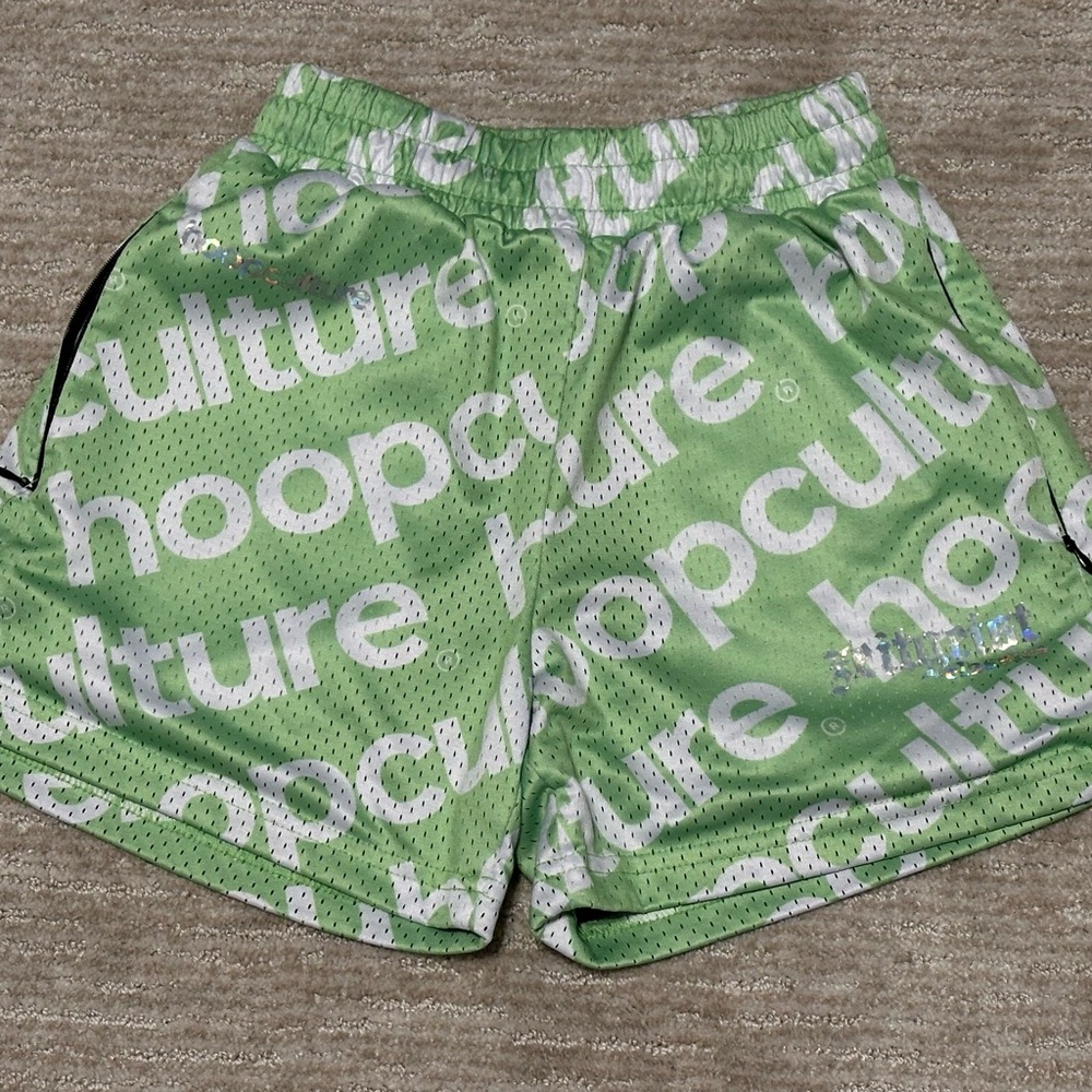 Hoop Culture Green and White Basketball Shorts